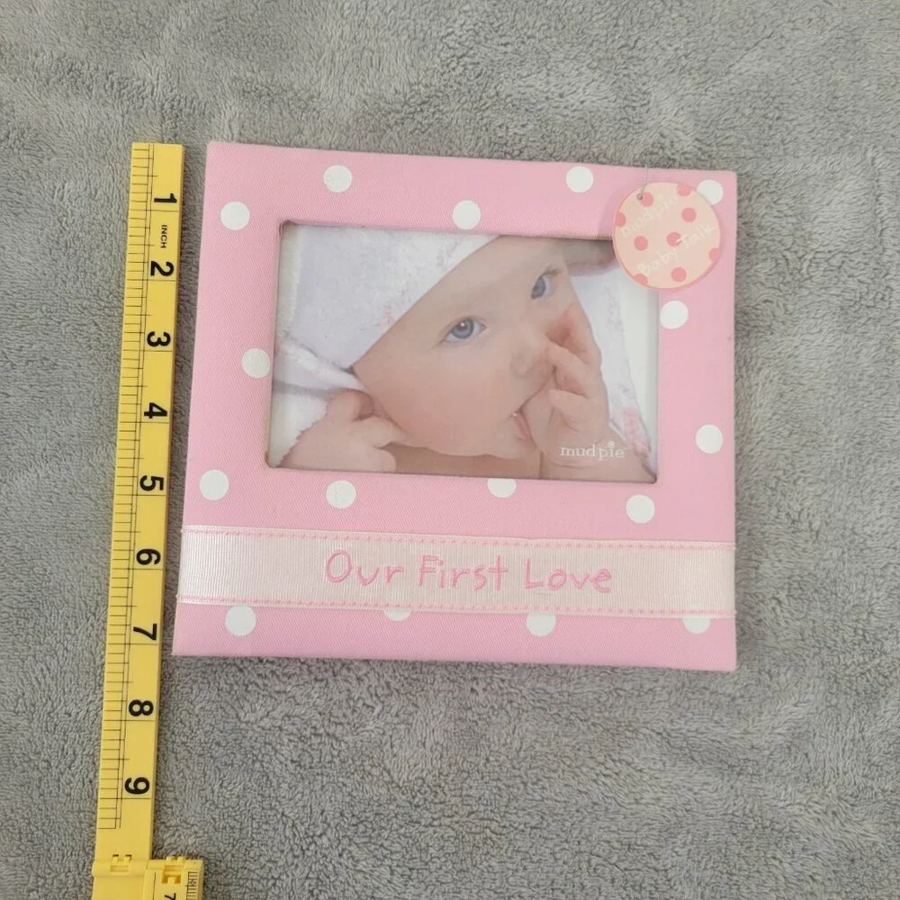 Mud Pie Baby Talk Pink Cloth Photo Frame 4x6 Girl Nursery Decor Baby Shower S96E